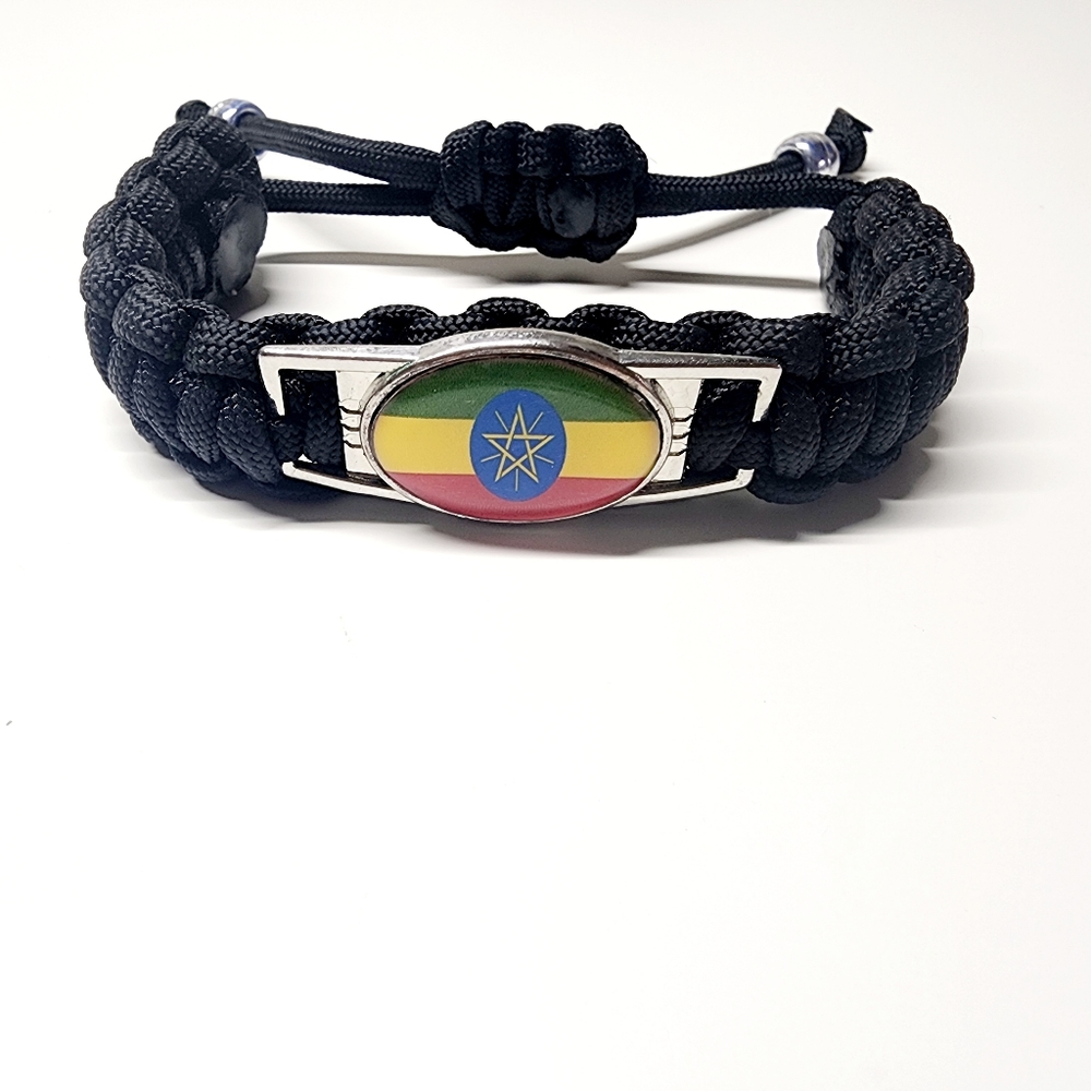 Ethiopian Pride Adjustable Charm Bracelet Flag of Ethiopia Unisex